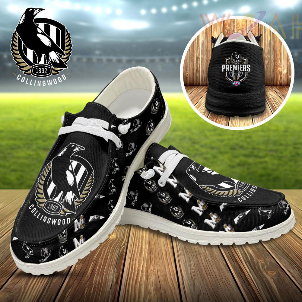 AFL Premiers Collingwood FC Dudes Shoes Loafer Shoes White