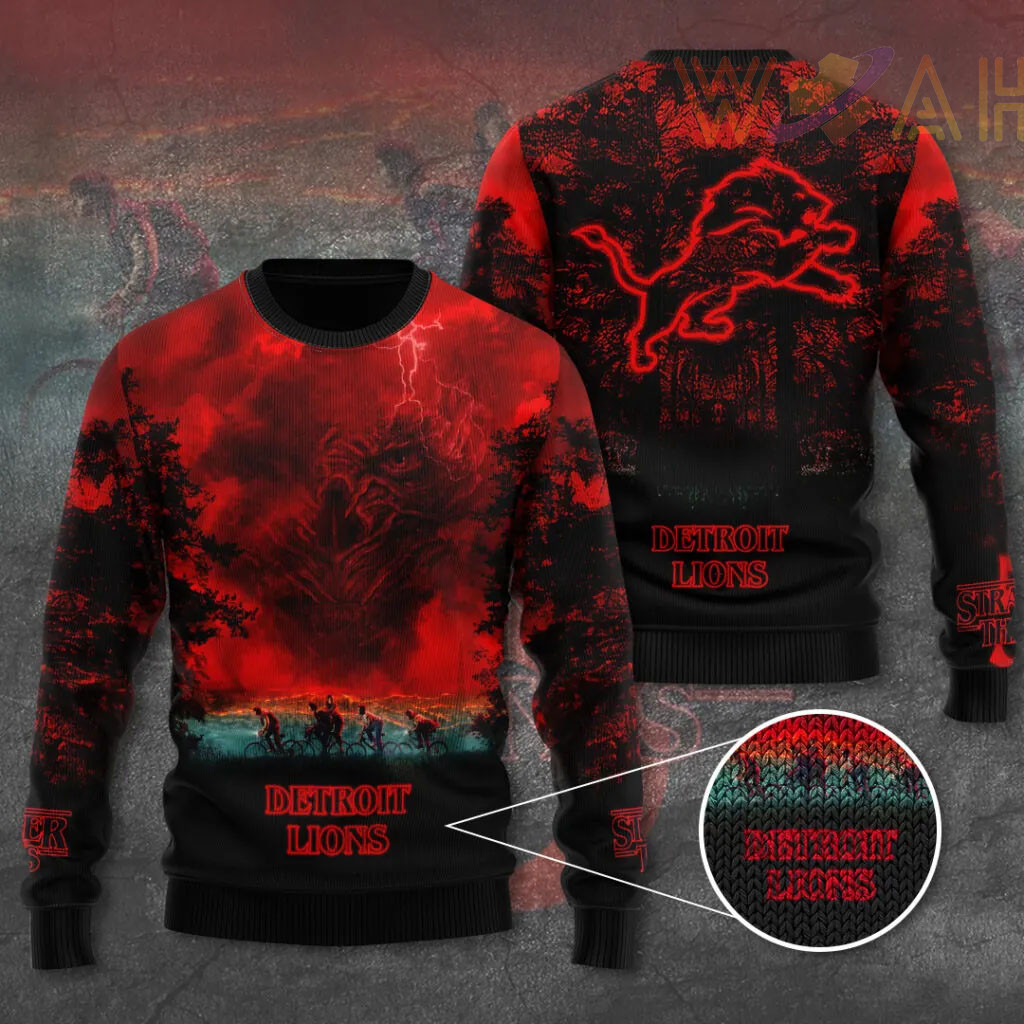 Detroit Lions x Stranger Things Ugly Sweater