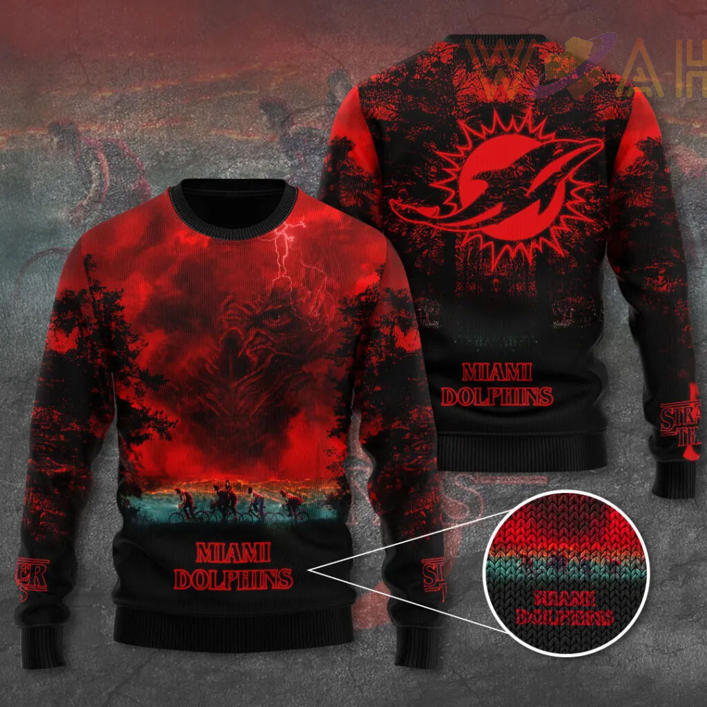 Miami Dolphins x Stranger Things Ugly Sweater