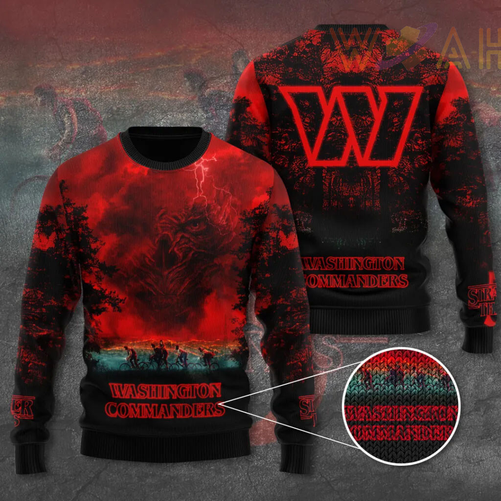 Washington Commanders x Stranger Things Ugly Sweater
