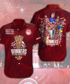 Olympiacos FC 5 Star Short Sleeve Dress Shirt WOAHTEE0624SJ