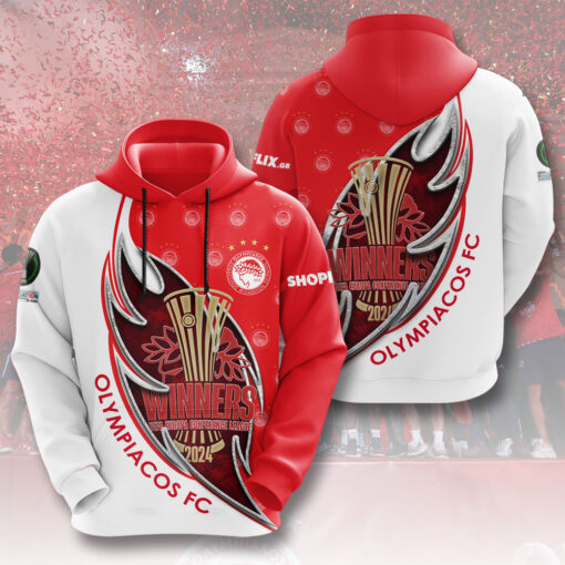 Olympiacos FC Red White Hoodie WOAHTEE0724J