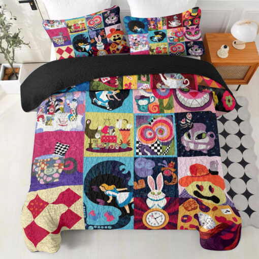 Alice in Wonderland Quilt bedding set duvet cover pillow shams WOAHTEE1024Z