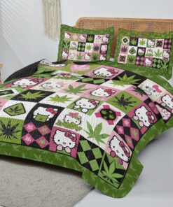 Hello Kitty x Weed Quilt bedding set duvet cover pillow shams WOAHTEE1024SB