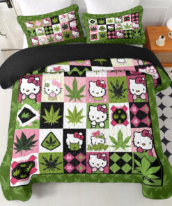 Hello Kitty x Weed Quilt bedding set duvet cover pillow shams WOAHTEE1024SB