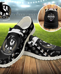 AFL Premiers Collingwood FC Dudes Shoes Loafer Shoes White