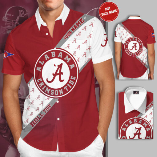 Alabama Crimson Tide 3D Short Sleeve Dress Shirt 03