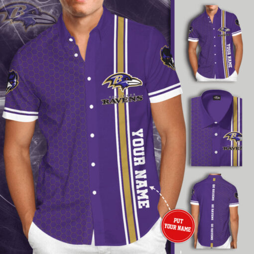 Baltimore Ravens 3D Short Sleeve Dress Shirt