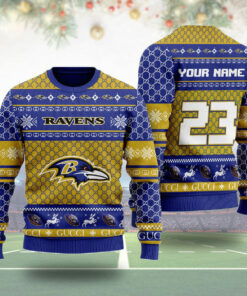 Baltimore Ravens Gucci Ugly Christmas 3D Sweater
