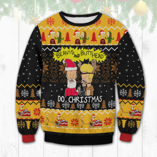 Beavis and Butthead Do Christmas Ugly Christmas 3D Sweater