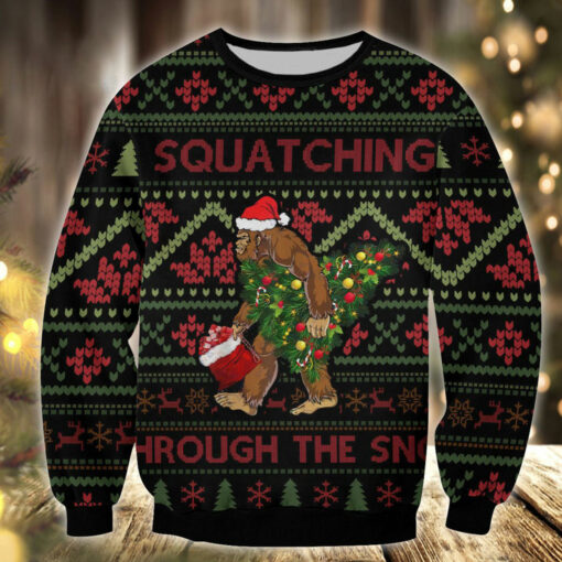 Bigfoot Snow Ugly Christmas 3D Sweater