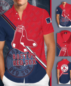 Boston Red Sox 3D Short Sleeve Dress Shirt 01
