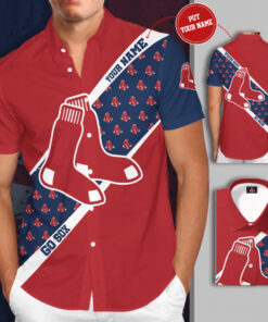 Boston Red Sox 3D Short Sleeve Dress Shirt 02