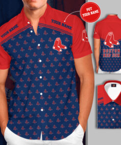 Boston Red Sox 3D Short Sleeve Dress Shirt 03