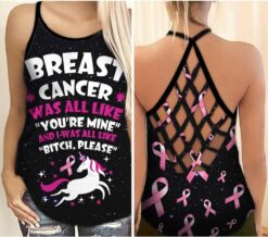 Breast Cancer Awareness Unicorn Criss Cross Tank Top