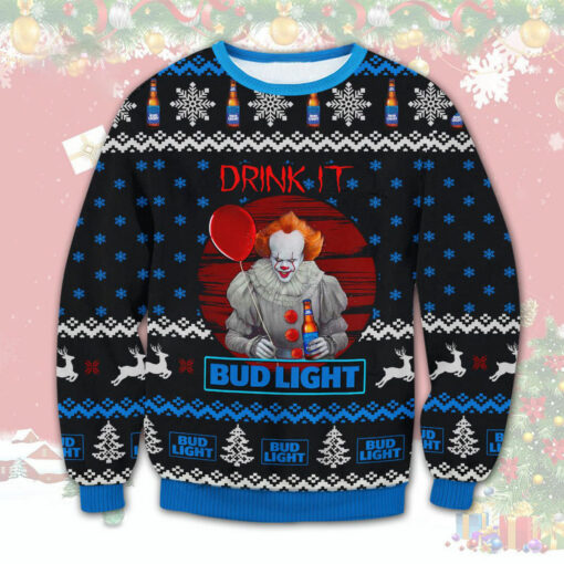 Bud Light Drink It Ugly Christmas 3D Sweater