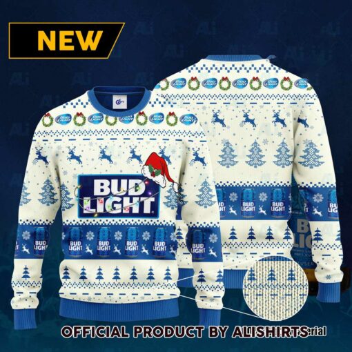 Bud Light Santa Hat Christmas Ugly Christmas 3D Sweater