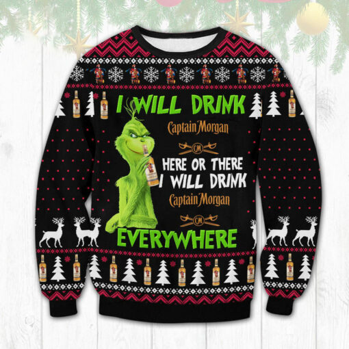 Captain Morgan Grinch Ugly Christmas 3D Sweater