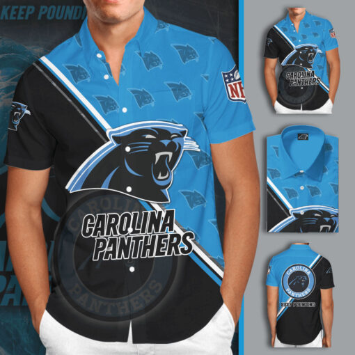 Carolina Panthers 3D Short Sleeve Dress Shirt 01