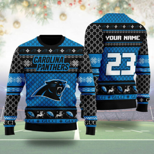 Carolina Panthers Gucci Ugly Christmas 3D Sweater