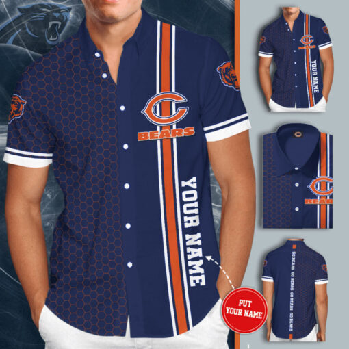 Chicago Bears 3D Short Sleeve Dress Shirt 02