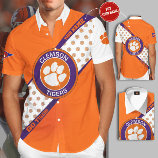 Clemson Tigers 3D Short Sleeve Dress Shirt 02