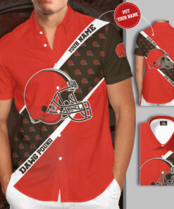 Cleveland Browns 3D Short Sleeve Dress Shirt 02