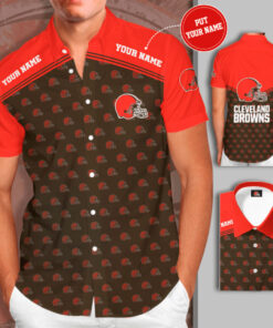 Cleveland Browns 3D Short Sleeve Dress Shirt 03