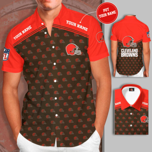 Cleveland Browns 3D Short Sleeve Dress Shirt 03
