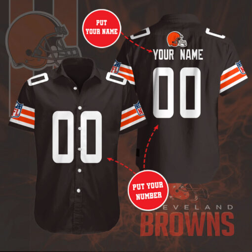 Cleveland Browns 3D Short Sleeve Dress Shirt 05