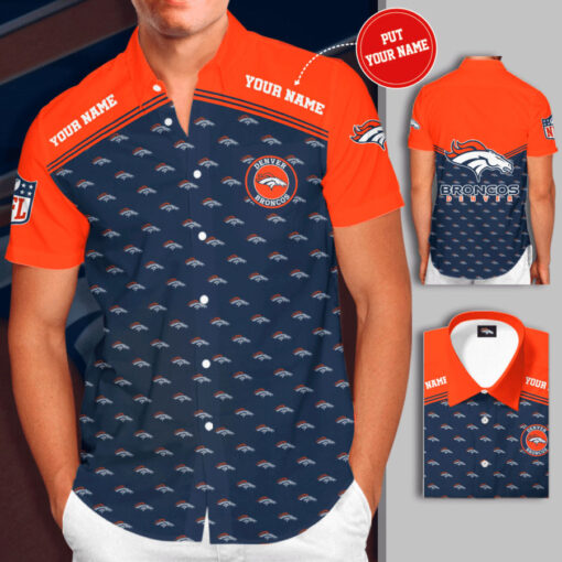 Denver Broncos 3D Short Sleeve Dress Shirt 03