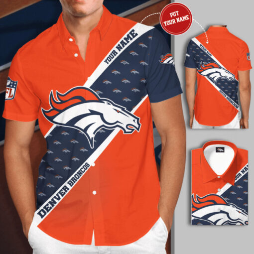 Denver Broncos 3D Short Sleeve Dress Shirt 04