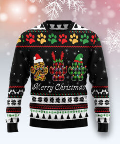 Dog Paws Xmas Merry Ugly Christmas 3D Sweater