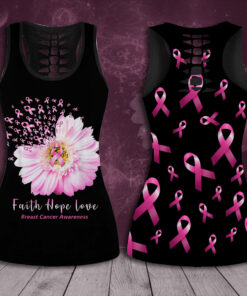 Faith Hope Love Breast Cancer Awareness 3D Hollow Tank Top Leggings 02