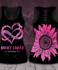 Faith Love Hope Breast Cancer Awareness 3D Hollow Tank Top Leggings 01