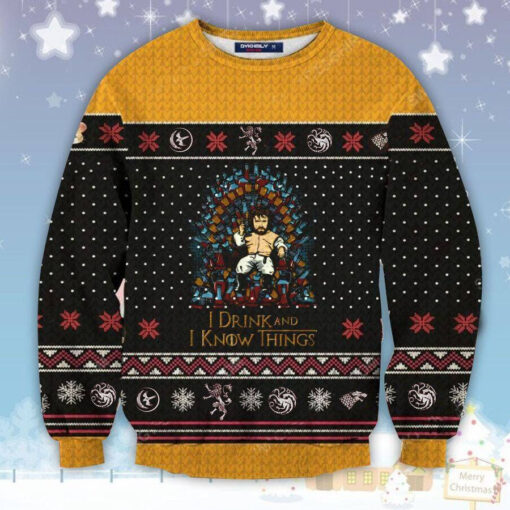 Funny Christmas I Drink And Know Things Ugly Christmas 3D Sweater