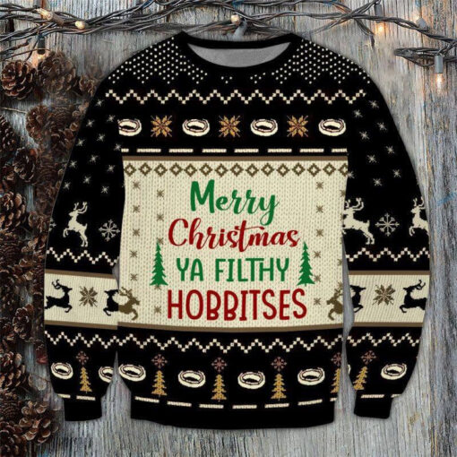 Funny Christmas Merry Ya Filthy Hobbies Ugly Christmas 3D Sweater
