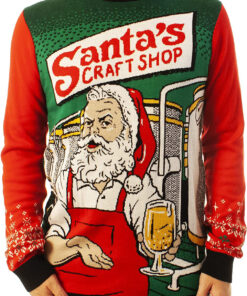 Funny Santa Craft Shop Black Ugly Christmas 3D Sweater