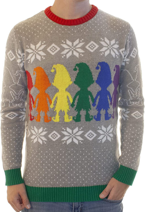 Funny Santa Gay Pride Gray Ugly Christmas 3D Sweater