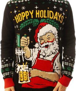 Funny Santa Hoppy Holidays Black Ugly Christmas 3D Sweater