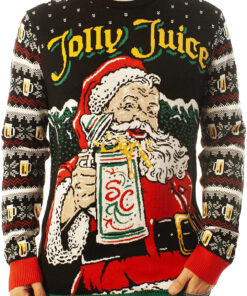 Funny Santa Jolly Juice Black Ugly Christmas 3D Sweater