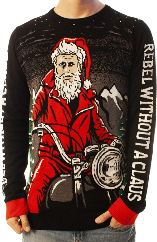 Funny Santa Rebel Black Ugly Christmas 3D Sweater