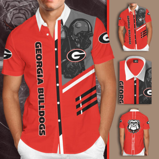 Georgia Bulldogs 3D Short Sleeve Dress Shirt 01