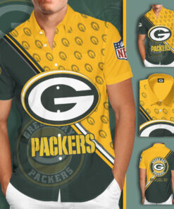Green Bay Packers 3D Short Sleeve Dress Shirt 01