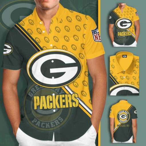 Green Bay Packers 3D Short Sleeve Dress Shirt 01