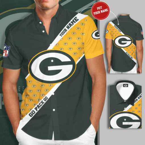 Green Bay Packers 3D Short Sleeve Dress Shirt 02