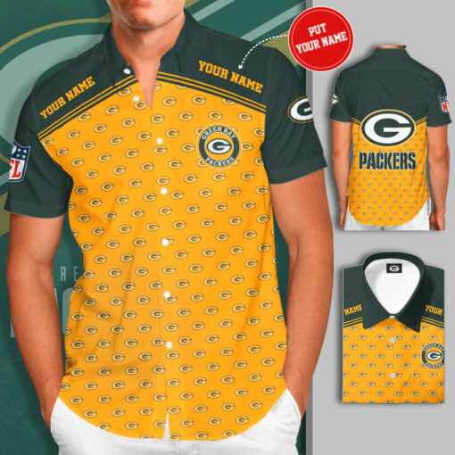 Green Bay Packers 3D Short Sleeve Dress Shirt 04