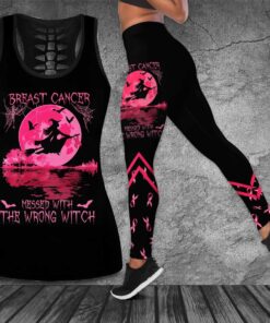 Halloween Breast Cancer Awareness 3D Hollow Tank Top Leggings
