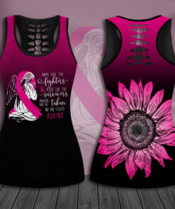 Hope For The Fighters Breast Cancer Awareness 3D Hollow Tank Top Leggings 02