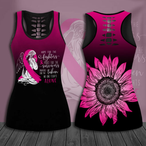 Hope For The Fighters Breast Cancer Awareness 3D Hollow Tank Top Leggings 02
